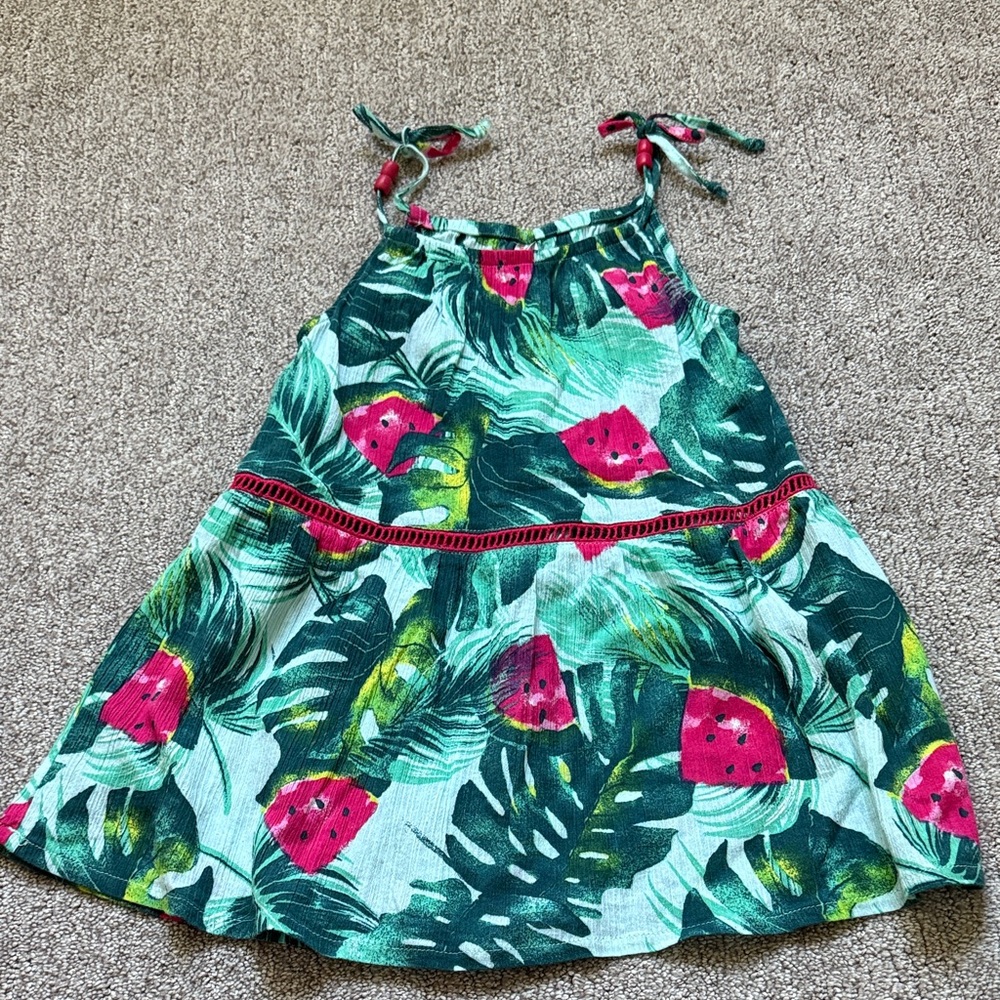 Deux par Deux watermelon pattern long top, adjustable straps. Size 7